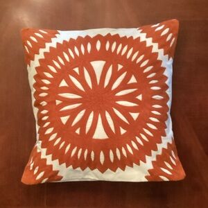 Orange and White Pottery Barn Pillow Cover